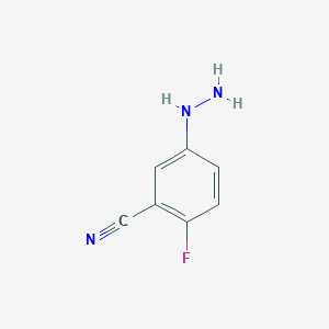 molecular formula C7H6FN3 B062553 2-Fluoro-5-hydrazinylbenzonitrile CAS No. 161886-21-1