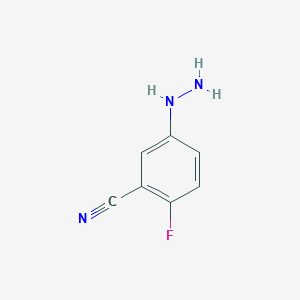 molecular formula C7H6FN3 B062553 2-Fluoro-5-hydrazinobenzonitrile CAS No. 161886-21-1