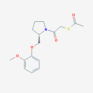 molecular formula C16H21NO4S B062575 Ethanethioic acid, S-(2-(2-((2-methoxyphenoxy)methyl)-1-pyrrolidinyl)-2-oxoethyl) ester, (S)- CAS No. 161364-88-1