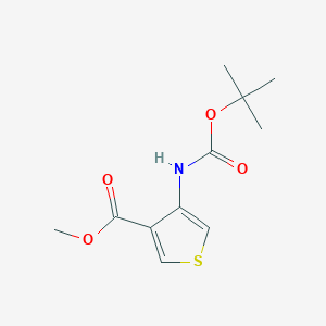 molecular formula C11H15NO4S B062739 4-tert-Butoxycarbonylaminothiophene-3-carboxylic acid methyl ester CAS No. 161940-20-1
