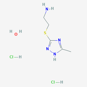molecular formula C5H14Cl2N4OS B6285874 {2-[(3-methyl-1H-1,2,4-triazol-5-yl)thio]ethyl}amine dihydrochloride hydrate CAS No. 2368828-91-3