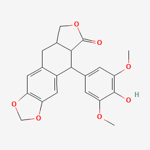 molecular formula C21H20O7 B6286029 5-(4-hydroxy-3,5-dimethoxyphenyl)-5a,8,8a,9-tetrahydro-5H-[2]benzofuro[5,6-f][1,3]benzodioxol-6-one CAS No. 856581-34-5