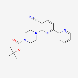 molecular formula C20H23N5O2 B6286155 tert-Butyl 4-{5-cyano-[2,2'-bipyridin]-6-yl}piperazine-1-carboxylate CAS No. 946385-30-4