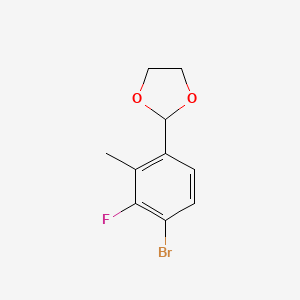 molecular formula C10H10BrFO2 B6287622 2-(4-Bromo-3-fluoro-2-methylphenyl)-1,3-dioxolane CAS No. 2643367-92-2
