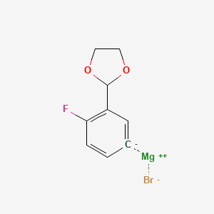 molecular formula C9H8BrFMgO2 B6287707 3-(1,3-Dioxolan-2-yl)-4-fluorophenylmagnesium bromide, 0.25M THF CAS No. 738580-62-6