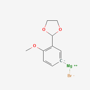 molecular formula C10H11BrMgO3 B6287714 magnesium;2-(2-methoxybenzene-5-id-1-yl)-1,3-dioxolane;bromide CAS No. 738580-46-6