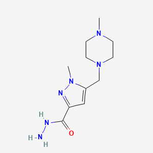molecular formula C11H20N6O B6287793 1-Methyl-5-(4-methyl-piperazin-1-ylmethyl)-1H-pyrazole-3-carboxylic acid hydrazide, 95% CAS No. 2737205-54-6