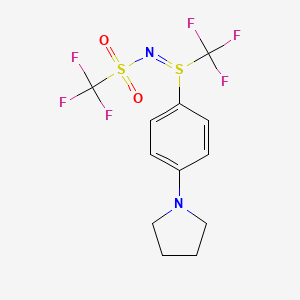 molecular formula C12H12F6N2O2S2 B6288794 S-[4-(1-Pyrrolidinyl)phenyl]-S-(trifluoromethyl)-N-(trifluoromethylsulfonyl)sulfimine CAS No. 134249-42-6
