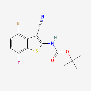 molecular formula C14H12BrFN2O2S B6289555 tert-Butyl (4-bromo-3-cyano-7-fluorobenzo[b]thiophen-2-yl)carbamate CAS No. 2649788-79-2