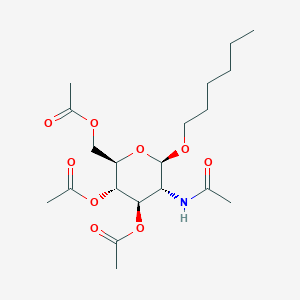 molecular formula C20H33NO9 B062897 [(2R,3S,4R,5R,6R)-5-acetamido-3,4-diacetyloxy-6-hexoxyoxan-2-yl]methyl acetate CAS No. 172945-26-5