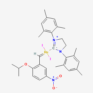 molecular formula C31H37I2N3O3Ru B6289701 [1,3-Bis(2,4,6-trimethylphenyl)imidazolidin-2-ylidene)-(2-i-propoxy-5-nitrobenzylidene) ruthenium(II) diiodide CAS No. 1874264-99-9