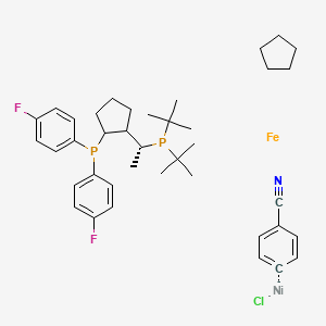 molecular formula C39H52ClF2FeNNiP2- B6289709 Chloro(4-cyanophenyl)[(R)-1-[(S)-2-[bis(4-fluorophenyl]phosphino]ferrocenyl]ethyldi-tert-butylphosphine]nickel(II) CAS No. 2049086-37-3