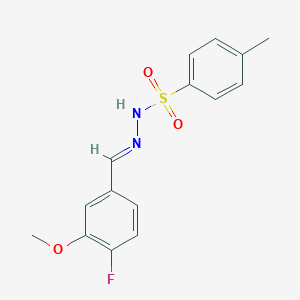 molecular formula C15H15FN2O3S B6290788 N-[(E)-(4-fluoro-3-methoxyphenyl)methylideneamino]-4-methylbenzenesulfonamide CAS No. 2414426-30-3