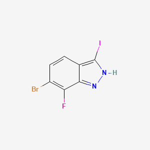 molecular formula C7H3BrFIN2 B6291305 6-Bromo-7-fluoro-3-iodo-1H-indazole CAS No. 2432848-78-5