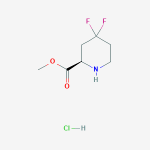 molecular formula C7H12ClF2NO2 B6291376 methyl (2R)-4,4-difluoropiperidine-2-carboxylate;hydrochloride CAS No. 2387565-77-5