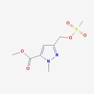 molecular formula C8H12N2O5S B6291619 Methyl 1-methyl-3-(((methylsulfonyl)oxy)methyl)-1H-pyrazole-5-carboxylate CAS No. 2460255-85-8