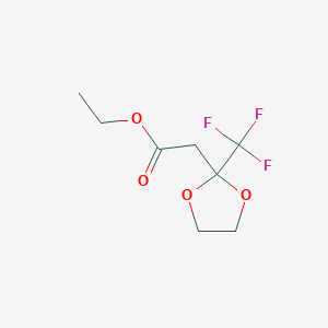 molecular formula C8H11F3O4 B6291714 Ethyl 2-[2-(trifluoromethyl)-1,3-dioxolan-2-yl]acetate CAS No. 70976-12-4