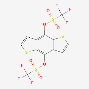 molecular formula C12H4F6O6S4 B6291797 [4-(trifluoromethylsulfonyloxy)thieno[2,3-f][1]benzothiol-8-yl] trifluoromethanesulfonate CAS No. 1620482-22-5