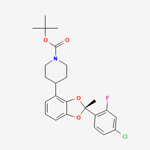 molecular formula C24H27ClFNO4 B6292694 tert-Butyl 4-[(2R)-2-(4-chloro-2-fluoro-phenyl)-2-methyl-1,3-benzodioxol-4-yl]piperidine-1-carboxylate CAS No. 2401894-42-4