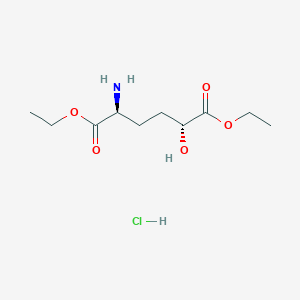 molecular formula C10H20ClNO5 B6292777 Rel-diethyl (2S,5R)-2-amino-5-hydroxyhexanedioate hydrochloride CAS No. 2376143-32-5