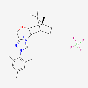 molecular formula C22H30BF4N3O B6292792 (5aS,6R,9S,9aR)-5a,6,7,8,9,9a-Hexahydro-6,11,11-trimethyl-2-(2,4,6-trimethylphenyl)-6,9-methano-4H-[1,2,4]triazolo[3,4-c][1,4]benzoxazinium tetrafluoroborate CAS No. 1037287-79-8