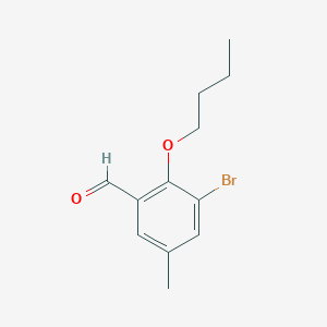 molecular formula C12H15BrO2 B6292838 3-Bromo-2-butoxy-5-methylbenzaldehyde CAS No. 2413441-08-2