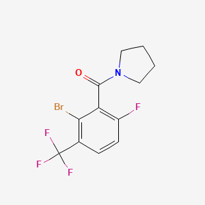 molecular formula C12H10BrF4NO B6294556 1-[2-Bromo-6-fluoro-3-(trifluoromethyl)benzoyl]pyrrolidine CAS No. 2271442-91-0