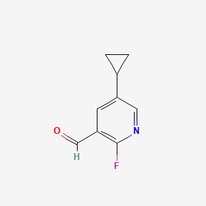 molecular formula C9H8FNO B6294604 5-Cyclopropyl-2-flluoropyridine-3-carboxaldehyde CAS No. 2244107-70-6