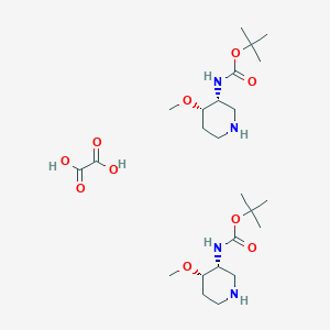 molecular formula C24H46N4O10 B6295282 Oxalic acid; bis(tert-butyl N-[(3R,4S)-4-methoxypiperidin-3-YL]carbamate) CAS No. 2227197-47-7