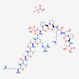 molecular formula C63H110F3N18O22P B6295695 H-Lys-Val-Ala-Val-Val-Arg-Thr(PO3H2)-Pro-Pro-Lys-Ser-Pro-Ser-OH.TFA CAS No. 1670270-09-3