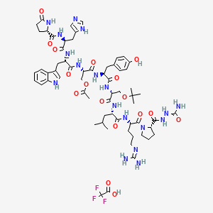 molecular formula C63H87F3N18O17 B6295737 H-Pyr-His-Trp-Ser(Ac)-Tyr-D-Ser(tBu)-Leu-Arg-Pro-NHNHCONH2.TFA CAS No. 1926163-83-8