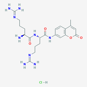 molecular formula C22H34ClN9O4 B6295939 H-Arg-Arg-AMC Hydrochloride CAS No. 2237216-23-6