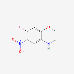 molecular formula C8H7FN2O3 B6296637 7-Fluoro-6-nitro-3,4-dihydro-2H-1,4-benzoxazine, 97% CAS No. 122138-83-4