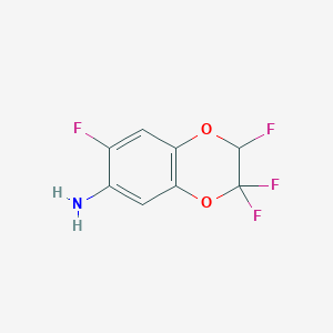 molecular formula C8H5F4NO2 B6296650 2,3,3,7-Tetrafluoro-2,3-dihydro-1,4-benzodioxin-6-amine, 90% CAS No. 120934-08-9
