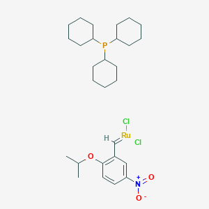 molecular formula C28H44Cl2NO3PRu B6297247 Dichloro-[(5-nitro-2-propan-2-yloxyphenyl)methylidene]ruthenium;tricyclohexylphosphane CAS No. 625082-83-9