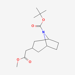 molecular formula C15H25NO4 B6297503 tert-Butyl 3-(2-methoxy-2-oxo-ethyl)-8-azabicyclo[3.2.1]octane-8-carboxylate CAS No. 1823228-34-7