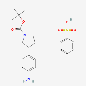 molecular formula C22H30N2O5S B6297595 3-(4-Amino-phenyl)-pyrrolidine-1-carboxylic acid t-butyl ester tosylate CAS No. 2097068-76-1