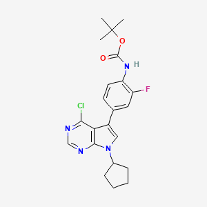 molecular formula C22H24ClFN4O2 B6298640 Tert-butyl (4-(4-chloro-7-cyclopentyl-7H-pyrrolo[2,3-D]pyrimidin-5-YL)-2-fluorophenyl)carbamate CAS No. 2225879-16-1