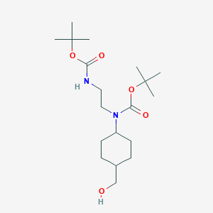molecular formula C19H36N2O5 B6298670 TERT-BUTYL (2-((TERT-BUTOXYCARBONYL)AMINO)ETHYL)((1R,4R)-4-(HYDROXYMETHYL)CYCLOHEXYL)CARBAMATE CAS No. 2241594-37-4