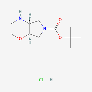 molecular formula C11H21ClN2O3 B6299308 tert-butyl (4aR,7aR)-3,4,4a,5,7,7a-hexahydro-2H-pyrrolo[3,4-b][1,4]oxazine-6-carboxylate;hydrochloride CAS No. 2514949-59-6