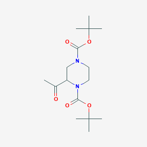 molecular formula C16H28N2O5 B6299406 Ditert-butyl 2-acetylpiperazine-1,4-dicarboxylate CAS No. 2411637-42-6