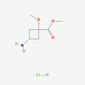 molecular formula C7H14ClNO3 B6299449 trans-Methyl 3-amino-1-methoxycyclobutanecarboxylate hydrochloride CAS No. 2231664-03-0