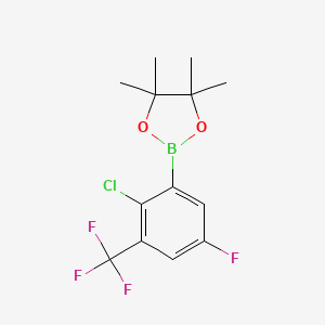 molecular formula C13H14BClF4O2 B6299490 2-Chloro-5-fluoro-3-(trifluoromethyl)benzoic acid pinacol ester CAS No. 2121515-04-4