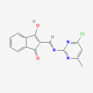 molecular formula C15H10ClN3O2 B6300429 2-(((6-Chloro-4-methylpyrimidin-2-yl)amino)methylene)indane-1,3-dione CAS No. 1022597-43-8