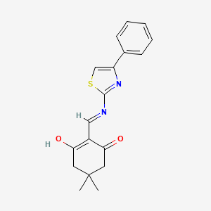 5,5-Dimethyl-2-(((4-phenyl(2,5-thiazolyl))amino)methylene)cyclohexane-1,3-dione