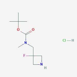 molecular formula C10H20ClFN2O2 B6300553 tert-butyl N-[(3-fluoroazetidin-3-yl)methyl]-N-methyl-carbamate;hydrochloride CAS No. 2231676-25-6