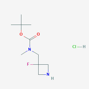 molecular formula C10H20ClFN2O2 B6300553 tert-Butyl N-[(3-fluoroazetidin-3-yl)methyl]-N-methyl-carbamate hydrochloride CAS No. 2231676-25-6