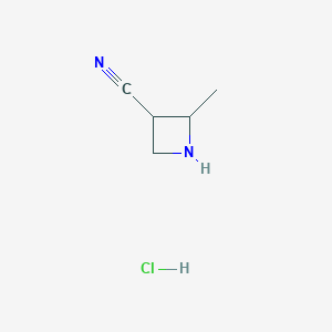 molecular formula C5H9ClN2 B6300569 2-Methylazetidine-3-carbonitrile;hydrochloride CAS No. 2231674-13-6