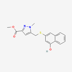molecular formula C17H16N2O3S B6300823 Methyl 5-(((4-hydroxynaphthalen-2-yl)thio)methyl)-1-methyl-1H-pyrazole-3-carboxylate CAS No. 2245716-34-9