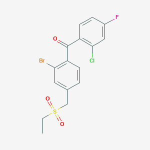 molecular formula C16H13BrClFO3S B6301681 [2-Bromo-4-[(ethylsulfonyl)methyl]phenyl](2-chloro-4-fluorophenyl)methanone CAS No. 2226650-47-9